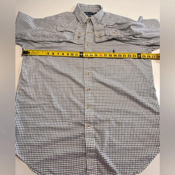 Mens Polo Ralph Lauren Classic Fit White /Blue Plaid Button Down Shirt XLT Tall - Picture 4 of 6